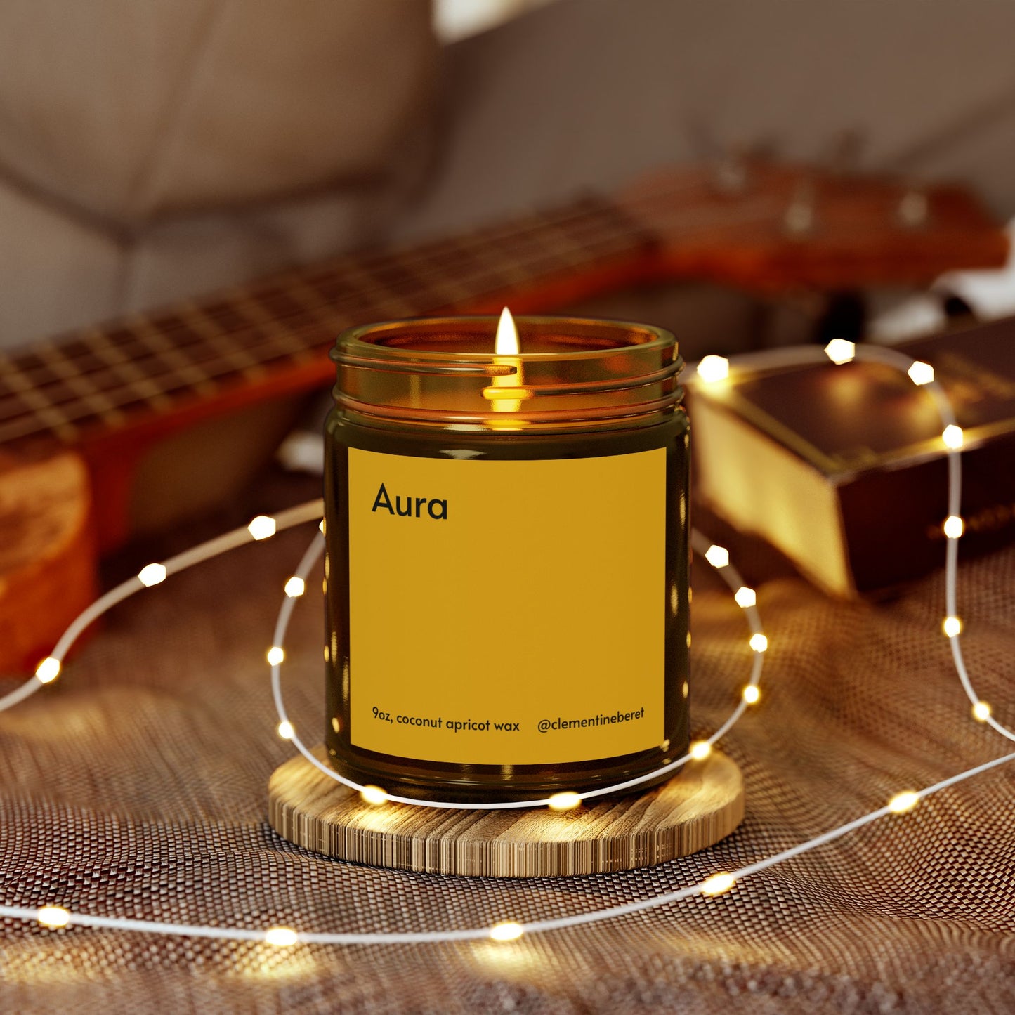 Aura Cashmere Musk Scented Coconut Apricot Wax Candle - 9oz